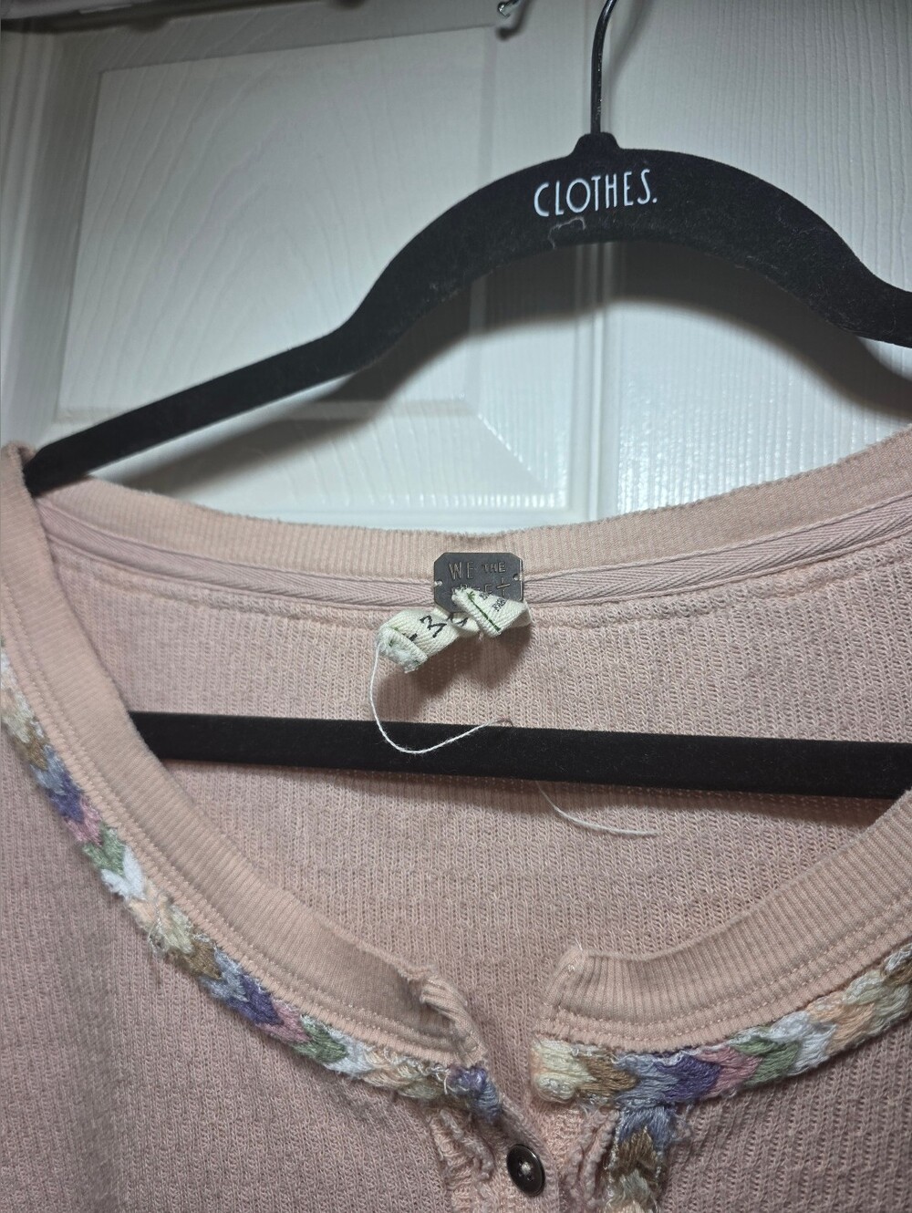 Free People Pink Thermal Knit Henley Long Sleeve Top Women's Size M - Picture 6 of 6